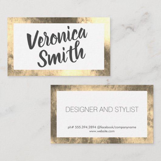 Elegante typografie / gouden rand visitekaartje (Voorkant / Achterkant)