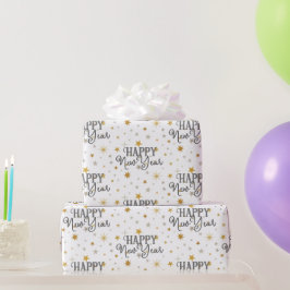 Elegante typografie grijs goud sterren gelukkig ni cadeaupapier