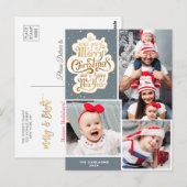 Elegante typografie grijs kerstvakantie Briefkaart (Voorkant / Achterkant)