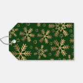 Elegante Typografie Groene Gouden Kerst Sneeuwvlok Cadeaulabel (Achterkant Horizontaal)