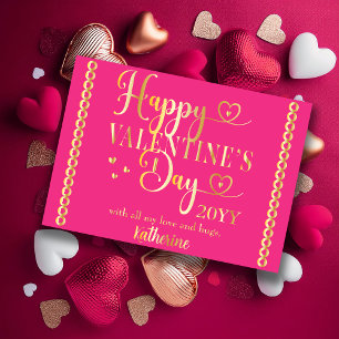 Elegante typografie Happy Valentine's Day Stamped Folie Feestdagenkaart