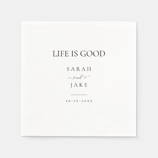 Elegante Typografie: het leven is goed Moderne bru Servet (Voorkant)