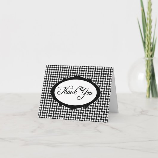 Elegante Typografie Houndstooth Dank u Notecard Bedankkaart (Voorkant)