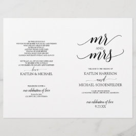 Elegante typografie huwelijksprogramma's in zwart 