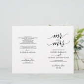 Elegante typografie huwelijksprogramma's in zwart (Staand voorkant)