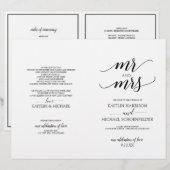Elegante typografie huwelijksprogramma's in zwart (Voorkant / Achterkant)