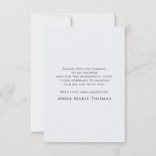 Elegante typografie kalligrafie script bruidsjurk bedankkaart (Achterkant)