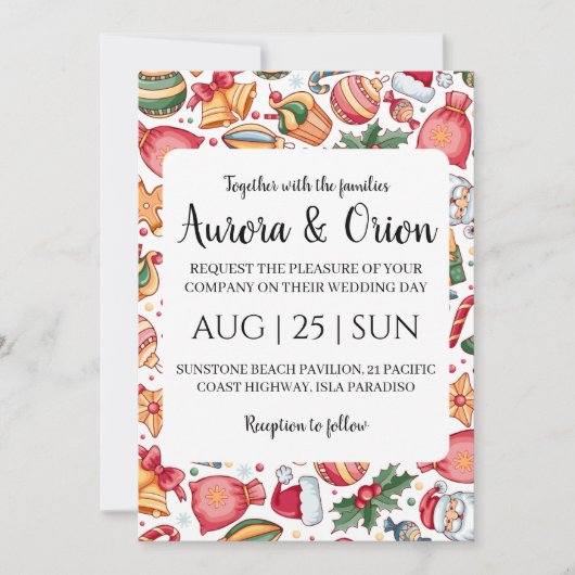 elegante typografie kerst trouwkaarten kaart (Voorkant)