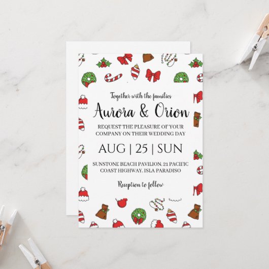 elegante typografie kerst trouwkaarten kaart (Voorkant / Achterkant in situ)