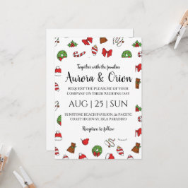 elegante typografie kerst trouwkaarten kaart