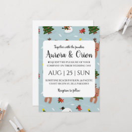 elegante typografie kerst trouwkaarten kaart