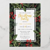 Elegante typografie Kerstfeest Folie Uitnodiging (Voorkant)