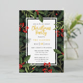 Elegante typografie Kerstfeest Folie Uitnodiging (Staand Voorkant)
