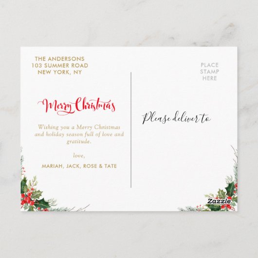 Elegante typografie Kerstgroeten Briefkaart (Achterkant)