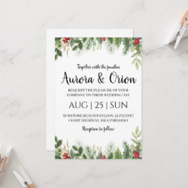 Elegante typografie Kerstmis trouwkaarten Kaart