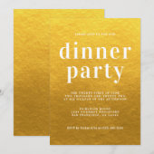 Elegante typografie klassiek gouden dinerfeest kaart (Voorkant / Achterkant)