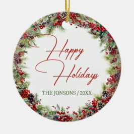 Elegante Typografie klassieke vakantie groen Keramisch Ornament