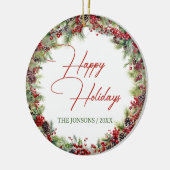 Elegante Typografie klassieke vakantie groen Keramisch Ornament (Links)