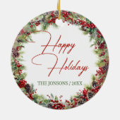 Elegante Typografie klassieke vakantie groen Keramisch Ornament (Achterkant)