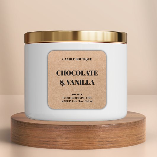 Elegante typografie Kraft bruin kaars label
