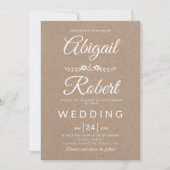 Elegante typografie kraftpapier rustieke bruiloft kaart (Voorkant)