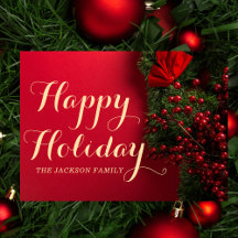 Elegante Typografie l Rood Vakantie Kerst Kaart