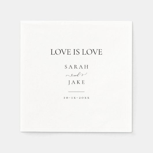 Elegante Typografie: LIEFDE IS LIEFDE Moderne brui Servet (Voorkant)