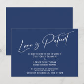 Elegante Typografie Liefde is Patiënt Navy Kaart (Voorkant / Achterkant)