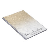 elegante typografie marmer licht goud glitter ombr notitieboek (Rechterzijde)