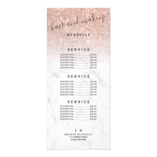 elegante typografie marmer roos goud glitter ombre reclamekaart (Voorkant)