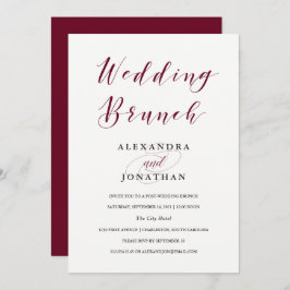 Elegante Typografie | Marsala Bruiloft Brunch Kaart