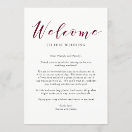 Elegante typografie Marsala bruiloft welkomstbrief Kaart
