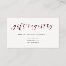 Elegante Typografie | Marsala Gift Registry Insert Informatiekaartje