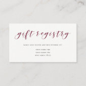 Elegante Typografie | Marsala Gift Registry Insert Informatiekaartje (Voorkant)
