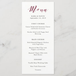 Elegante Typografie | Marsala Huwelijksmenu Menu