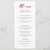 Elegante Typografie | Marsala Huwelijksmenu Menu (Voorkant)