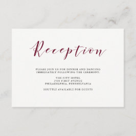 Elegante Typografie | Marsala Huwelijksreceptie Informatiekaartje