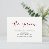 Elegante Typografie | Marsala Huwelijksreceptie Informatiekaartje (Staand voorkant)