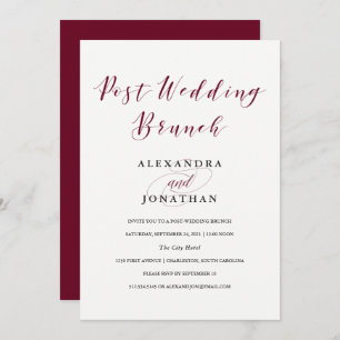Elegante Typografie Marsala Post Bruiloft Brunch Kaart