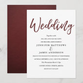 Elegante typografie | Marsala Red Wedding Kaart (Voorkant / Achterkant)