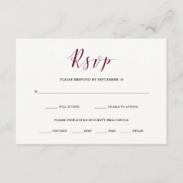 Elegante Typografie | Marsala RSVP met maaltijdkeu Kaartje