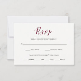 Elegante Typografie | Marsala RSVP met maaltijdkeu Kaartje