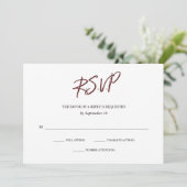 Elegante typografie | Marsala Wedding RSVP Kaart (Staand voorkant)