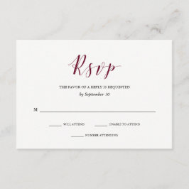 Elegante Typografie | Marsala Wedding RSVP Kaartje
