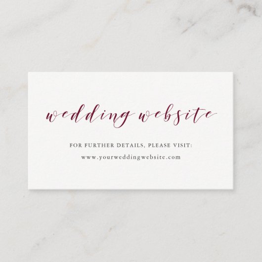 Elegante Typografie Marsala Wedding Website Invoeg Informatiekaartje (Voorkant)
