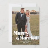 Elegante typografie Merry&Married 2 foto's Feestdagenkaart (Voorkant)