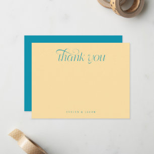 Elegante Typografie met Krul Aqua Blauwe Huwelijk Notitiekaartje