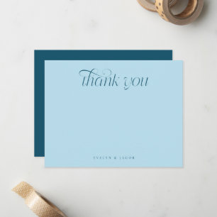 Elegante Typografie met Krul Teal Bruiloft Notitiekaartje