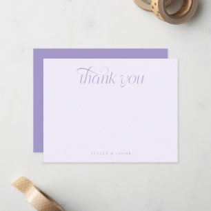 Elegante Typografie met Krul Violet Bruiloft Notitiekaartje