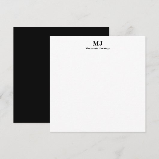 Elegante typografie met monogram notitiekaartje (Voorkant / Achterkant)